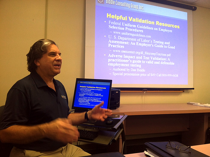 Dr. Jim Kuthy presenting about the "Essentials of Test Validation"